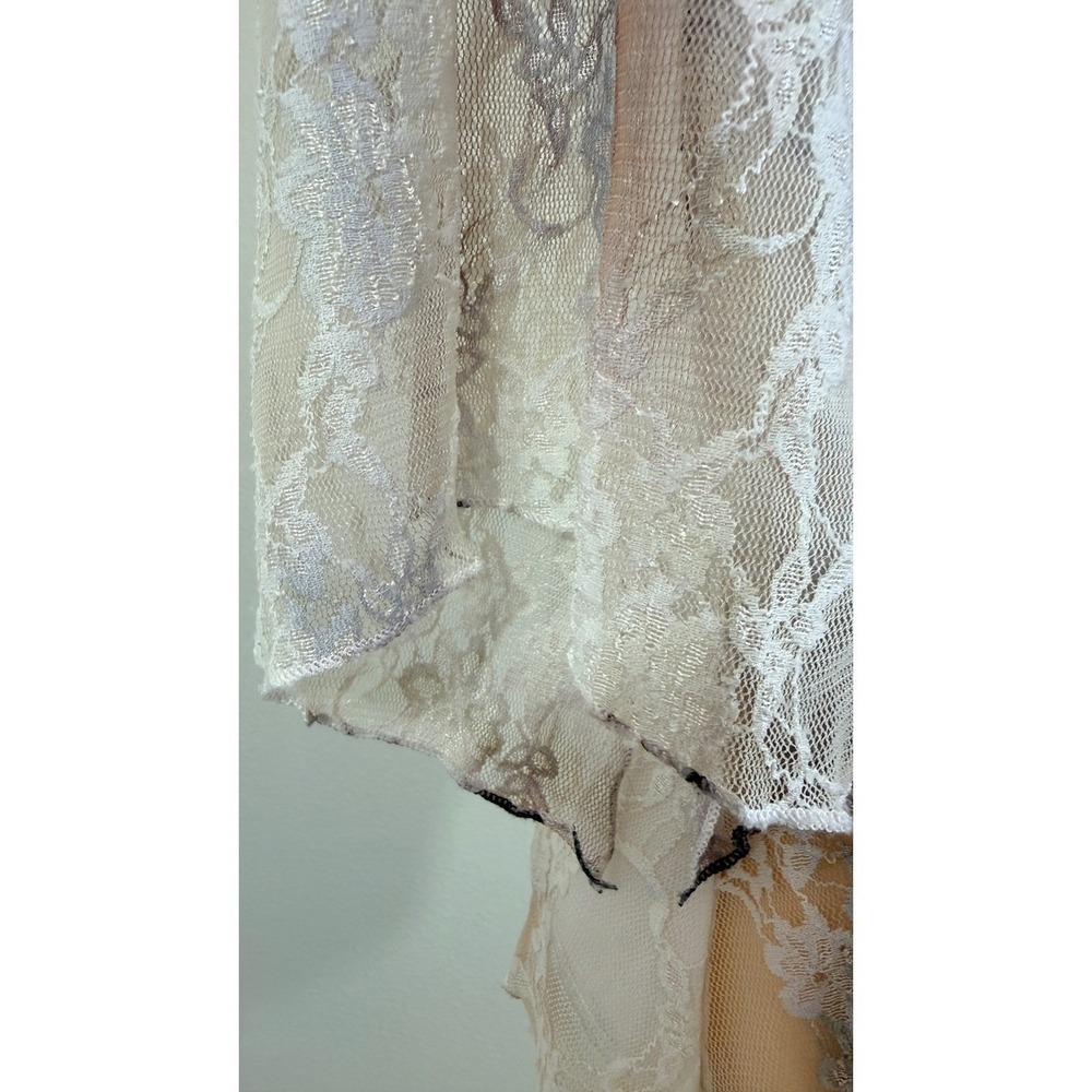 Brittany Blake Fairycore Whimsigoth Sheer Lace Bell Sleeve Marble Print Top L - Picture 11 of 13